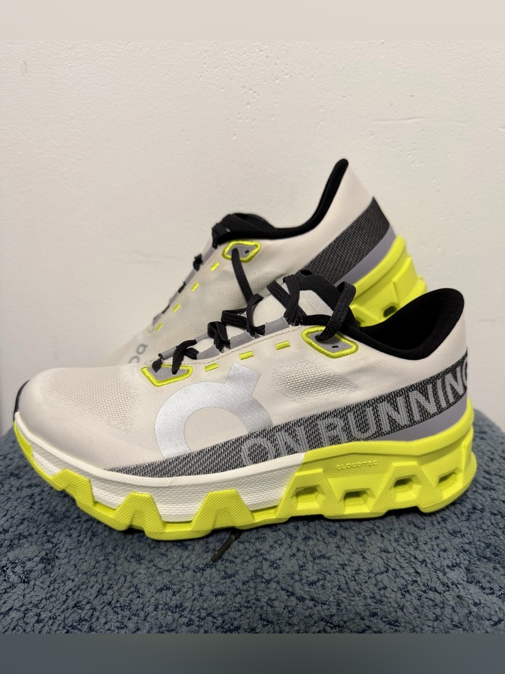 On Running Women's Cloudstratus Sneakers in White and Neon Yellow